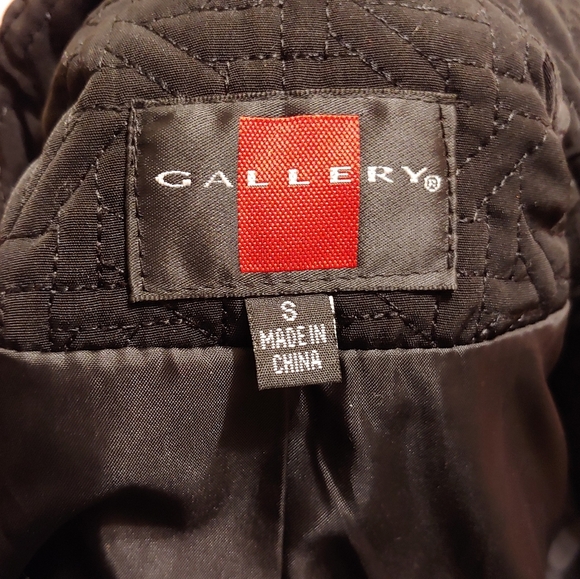 Nordstrom Gallery Black Quilted Zip Up Cinched Back Jacket Size Women Small - Picture 9 of 11